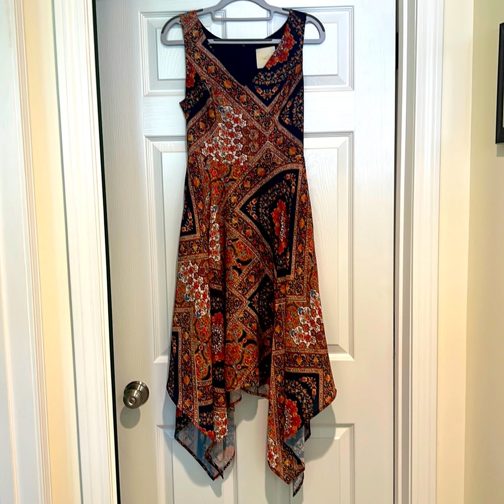 ModCloth orange and navy blue paisley dress - XS